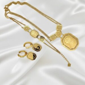 Parure Rose Royale Dorée – Acier inoxydable 🇫🇷